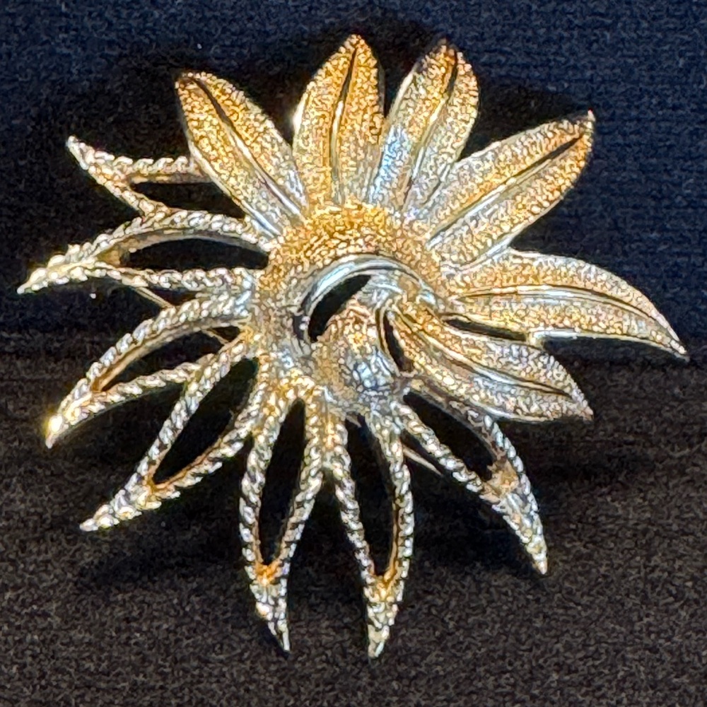 Sarah Coventry Brushed and Etched Twisted Brooch